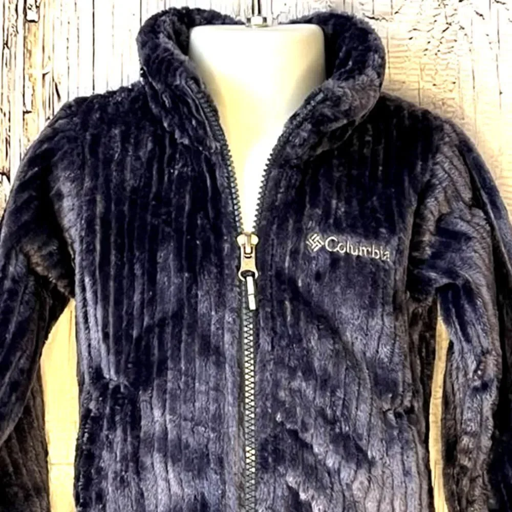 COLUMBIA JACKET SIZE 2T NAVY BLUE RIBBED VELOUR ZIP FRONT BOY OR GIRL